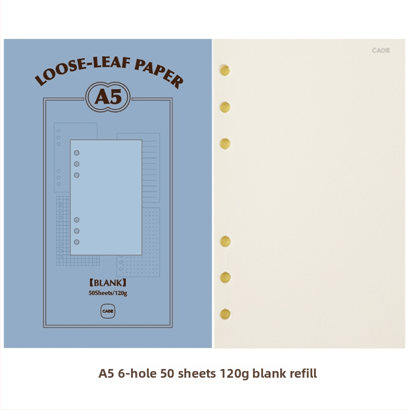 CAGIE M5a6 Refill listova za slobodne listove, A6, 50 listova, Papir od nerafinirane drvne celuloze