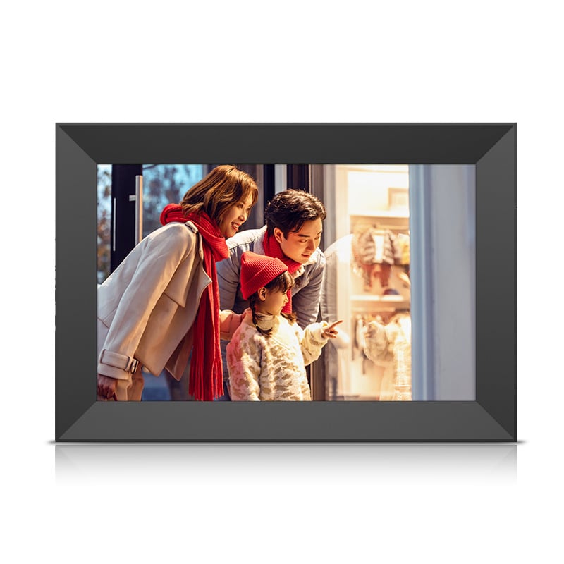 Intelligens digitális fotókeret felhőalbummal, 32GB tárhely, 1024×600 felbontás, USB-meghajtó támogatás, zene- és videólejátszás