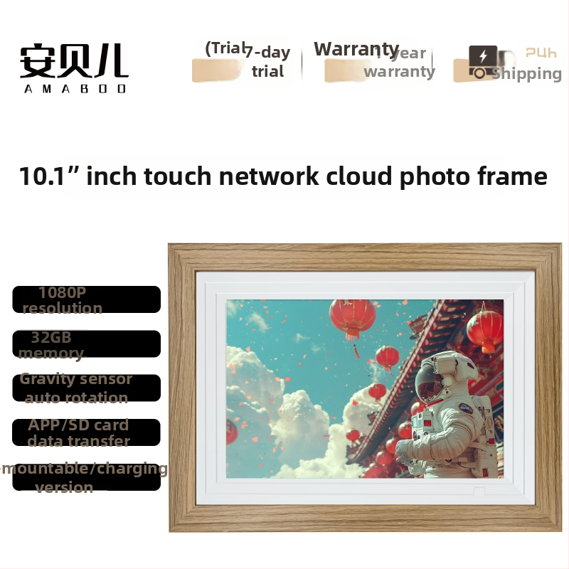 Inteligentný digitálny fotorám s cloudovým albumom, 32 GB pamäte, rozlíšenie 1024×600, podpora USB kľúča, prehrávanie hudby a videí