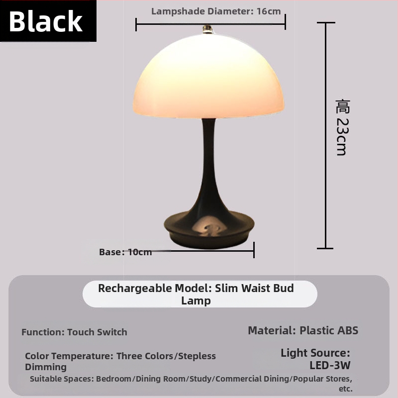Par stolnih lampi s gljivastim dizajnom, dodirni prekidač, max 5W, napon ≤36V, noćno svjetlo i studijska lampa