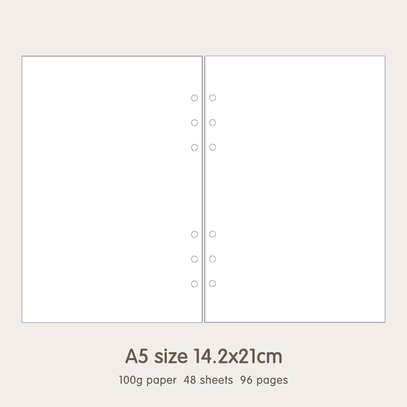 6-rupe refil za dnevnik s praznim kvadratnim listovima na Dowling/Kraft papiru, 50/100 listova, model 16b-ln