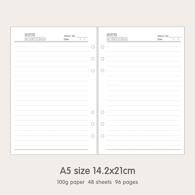 6-rupe refil za dnevnik s praznim kvadratnim listovima na Dowling/Kraft papiru, 50/100 listova, model 16b-ln