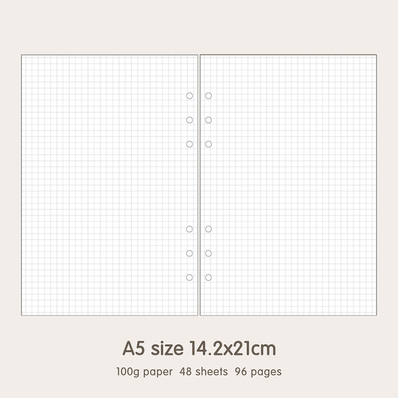 6-rupe refil za dnevnik s praznim kvadratnim listovima na Dowling/Kraft papiru, 50/100 listova, model 16b-ln