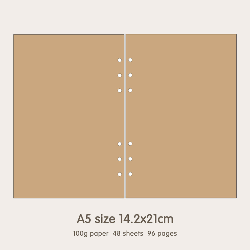 6-rupe refil za dnevnik s praznim kvadratnim listovima na Dowling/Kraft papiru, 50/100 listova, model 16b-ln