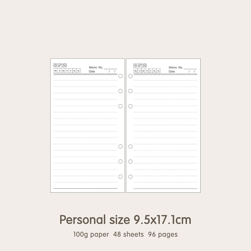 6-rupe refil za dnevnik s praznim kvadratnim listovima na Dowling/Kraft papiru, 50/100 listova, model 16b-ln