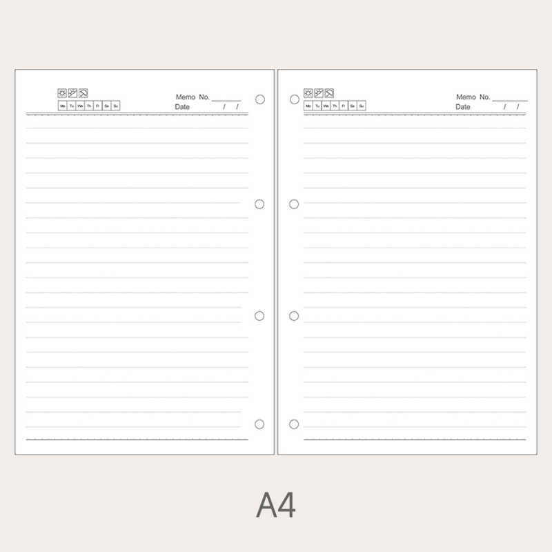 6-rupe refil za dnevnik s praznim kvadratnim listovima na Dowling/Kraft papiru, 50/100 listova, model 16b-ln