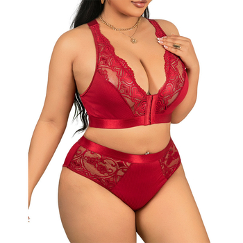 Σετ σουτιέν με δαντέλα, 3/4 cup, μπροστινό κούμπωμα, push-up σχέδιο, άνετη ρύθμιση