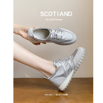 Pantofi de femei cu toc ascuns, talpă groasă 6–8 cm, partea superioară din piele de porc de primă clasă, interior din fibră superioară, talpă din cauciuc, șnururi, stil casual zilnic, vârf rotund