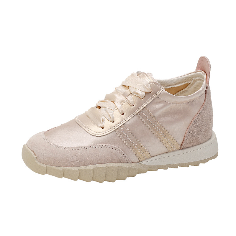 Pantofi de femei cu toc ascuns, talpă groasă 6–8 cm, partea superioară din piele de porc de primă clasă, interior din fibră superioară, talpă din cauciuc, șnururi, stil casual zilnic, vârf rotund