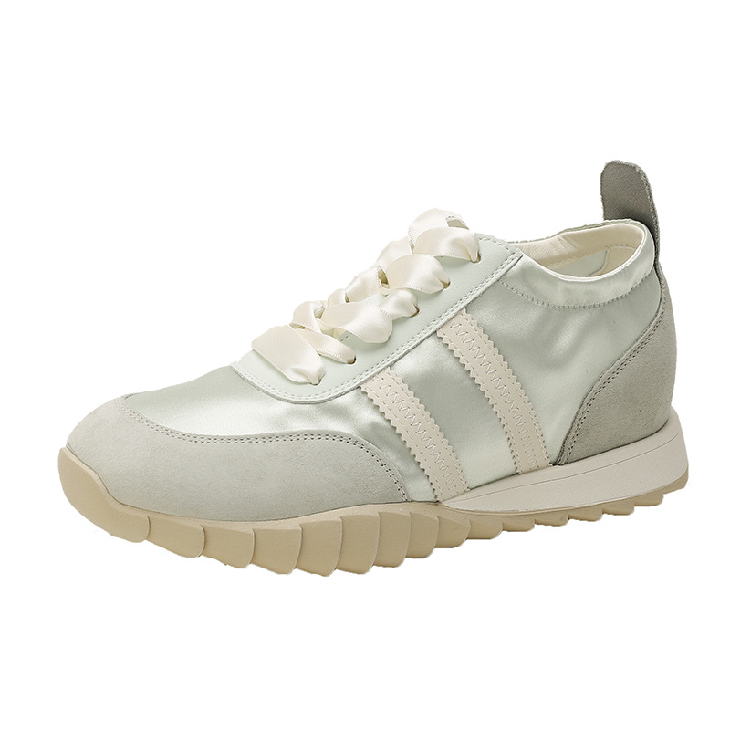 Pantofi de femei cu toc ascuns, talpă groasă 6–8 cm, partea superioară din piele de porc de primă clasă, interior din fibră superioară, talpă din cauciuc, șnururi, stil casual zilnic, vârf rotund