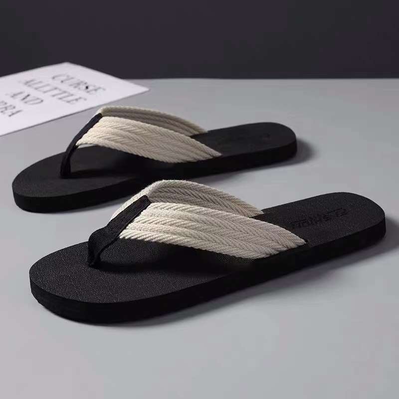 Flip-flops de vară pentru bărbați, cu partea superioară din plasă și talpă din cauciuc – antiderapante, talpă plată, stil tineresc pentru plajă (18–40 ani)