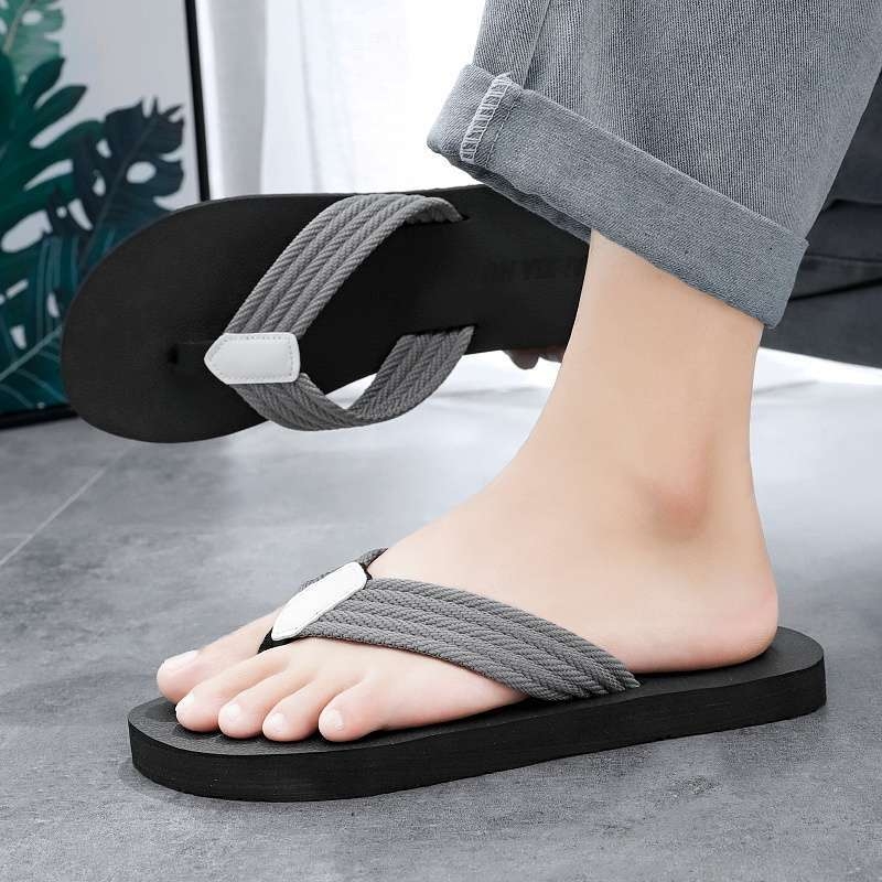 Flip-flops de vară pentru bărbați, cu partea superioară din plasă și talpă din cauciuc – antiderapante, talpă plată, stil tineresc pentru plajă (18–40 ani)