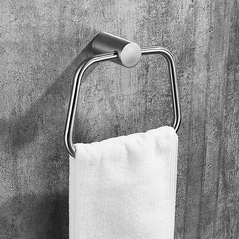 Prsten za ručnike od nehrđajućeg čelika, brušeni završetak, jednodijelni dizajn, nosivost 10 kg, modern minimalistički stil