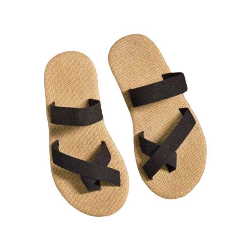 Sandale casual pentru bărbați, cu partea superioară din cânepă, talpă EVA, toc plat, slip-on