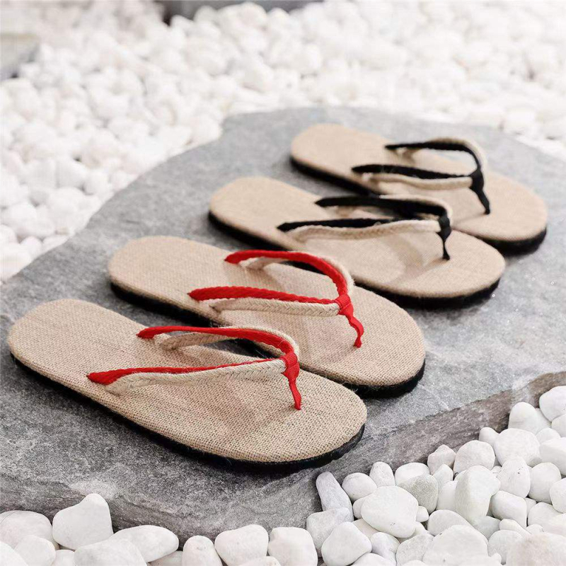 Sandale casual pentru bărbați, cu partea superioară din cânepă, talpă EVA, toc plat, slip-on