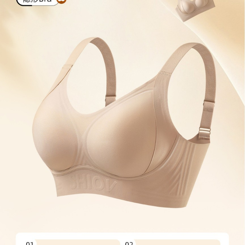 Bešavni push-up grudnjak bez žice, 3/4 košarica, tanke oblikovane košarice, stražnji s četiri reda kopči