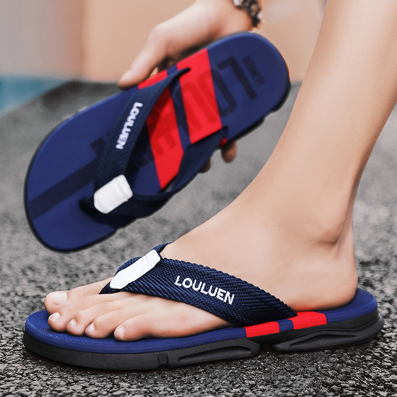 Papuci bărbați flip-flops, cu deget deschis, textil, PVC talpă, SGS certificat
