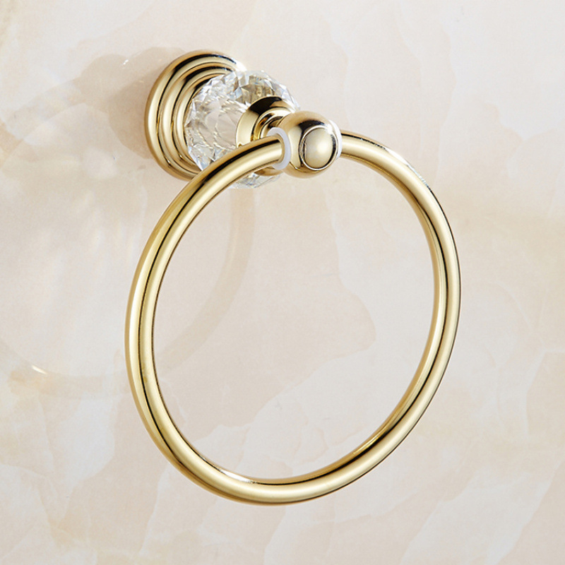 Bez bušenja, europski stil kristalni držač za ručnike, okrugli držač za ručnike, moderni minimalistički dizajn kupaonice