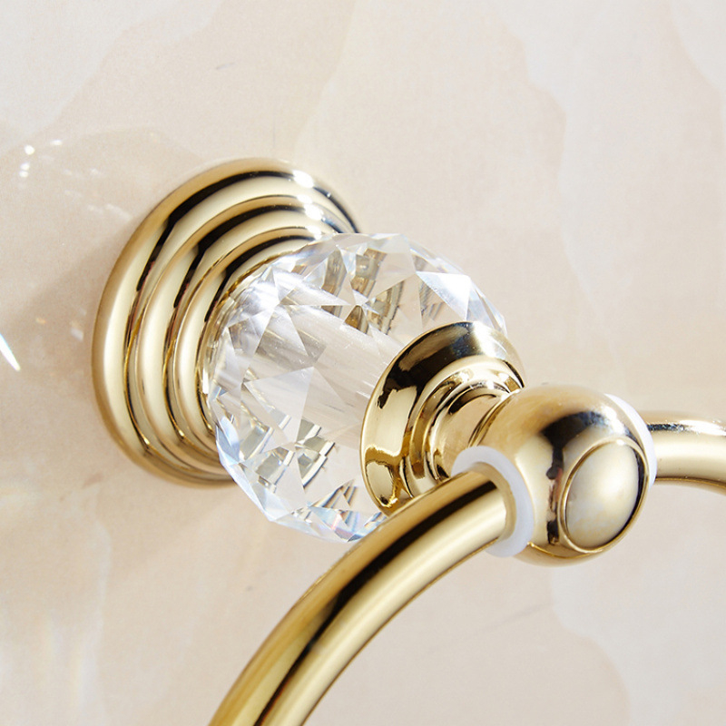 Bez bušenja, europski stil kristalni držač za ručnike, okrugli držač za ručnike, moderni minimalistički dizajn kupaonice