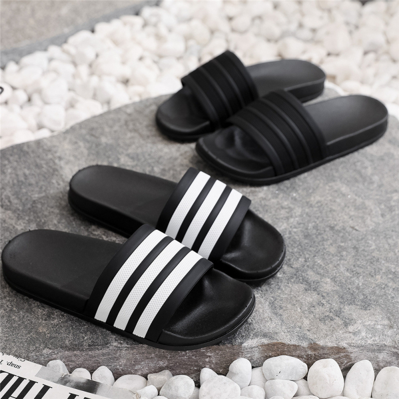Muške ljetne japanke s korejskim stilom i tri crte, otvoren prst, casual sandale za plažu; gornji dio PVC, đon PVC, đon injekcijskom tehnologijom