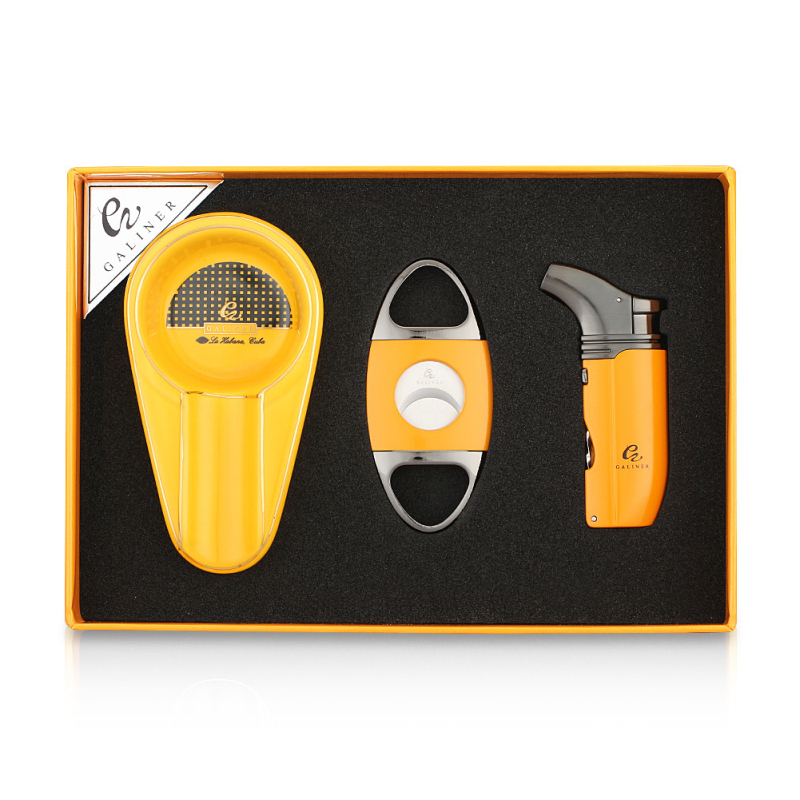 Set škara za cigarete s višenamjenskim upaljačem i pepelnikom, nehrđajući čelik, GALINER