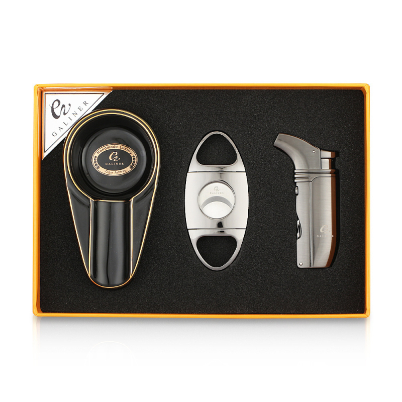 Set škara za cigarete s višenamjenskim upaljačem i pepelnikom, nehrđajući čelik, GALINER