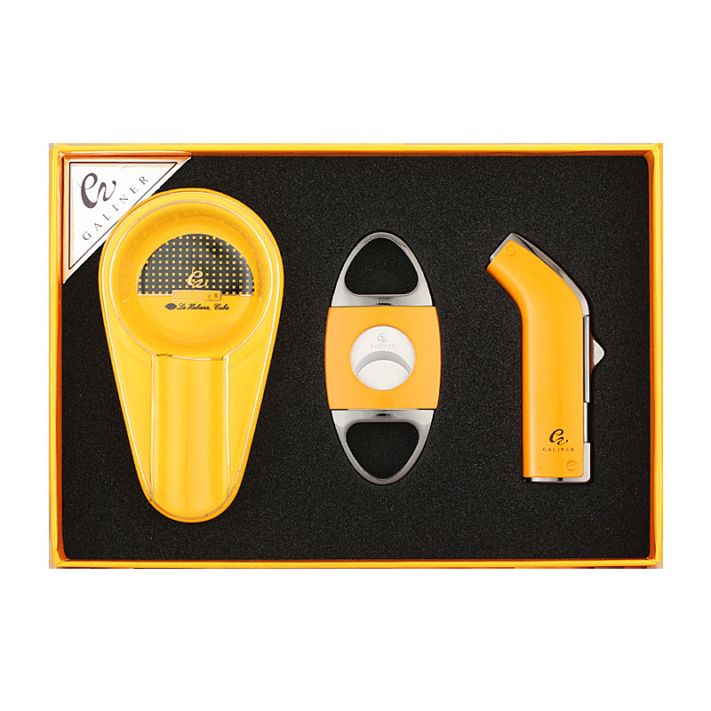 Set škara za cigarete s višenamjenskim upaljačem i pepelnikom, nehrđajući čelik, GALINER