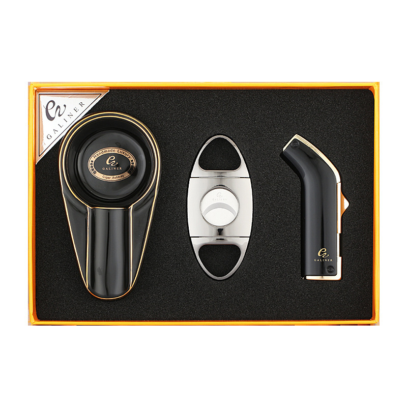 Set škara za cigarete s višenamjenskim upaljačem i pepelnikom, nehrđajući čelik, GALINER