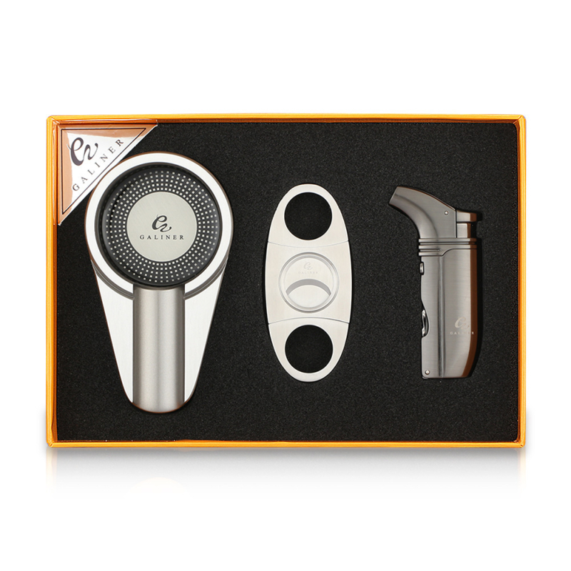 Set škara za cigarete s višenamjenskim upaljačem i pepelnikom, nehrđajući čelik, GALINER