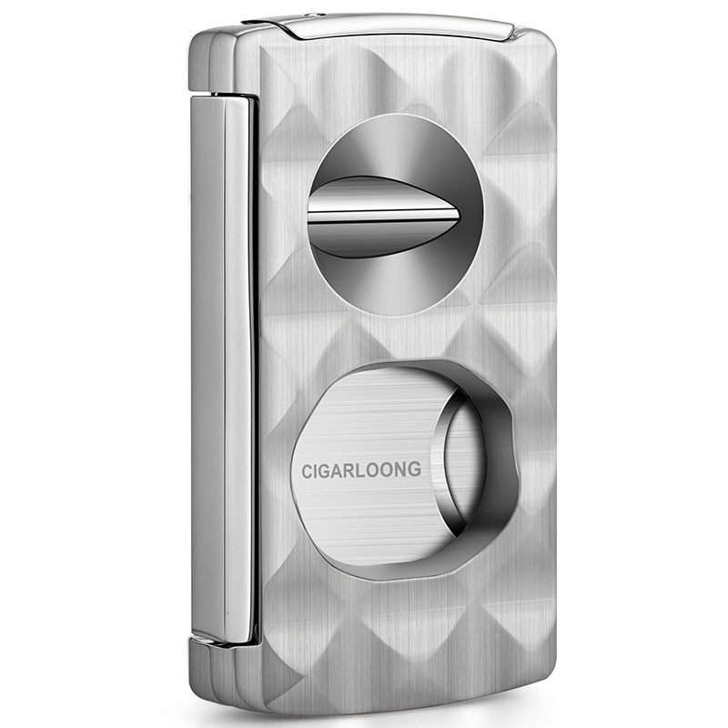 Cigarloong Rezač za cigare — nehrđajući čelik, višenamjenski, V-oblika oštrica i ravna oštrica, CE-24HM