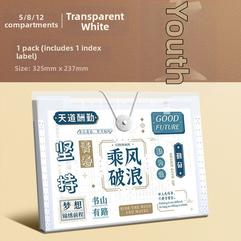 A4 akordeónový priečinok, plastový organizér na dokumenty, 5 priehradok