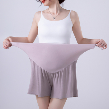 Trudničke hlače 3/4 dužine, s visokim strukom i podrškom za trbuh, lagana pamučno-nylon smjesa, visoka elastičnost