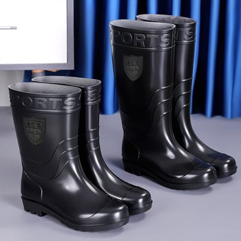Magas szárú munkás esőcsizma, PVC felsőrész, műanyag talp, vízálló és meleg, hálós bélés