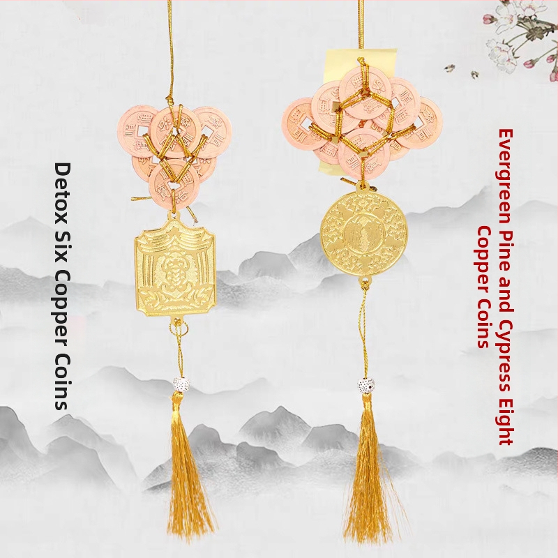 Auto viseća ukras s kineskim stilom Guanyin i motivom bakrenog novčića; materijal: legura; pakiranje: akrilna kućica pojedinačno pakirana; kategorija: kartica