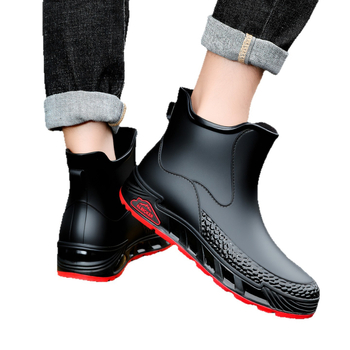 Férfi esőcsizmák PVC felsőrész, EVA talp és talptalp, rövid szárú, vízálló, csúszásmentes