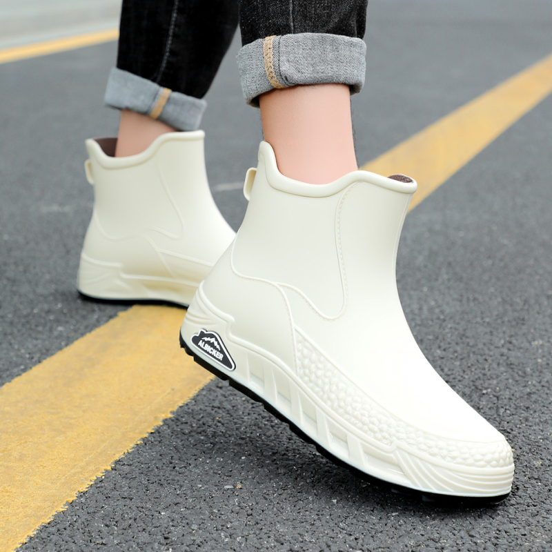 Férfi esőcsizmák PVC felsőrész, EVA talp és talptalp, rövid szárú, vízálló, csúszásmentes