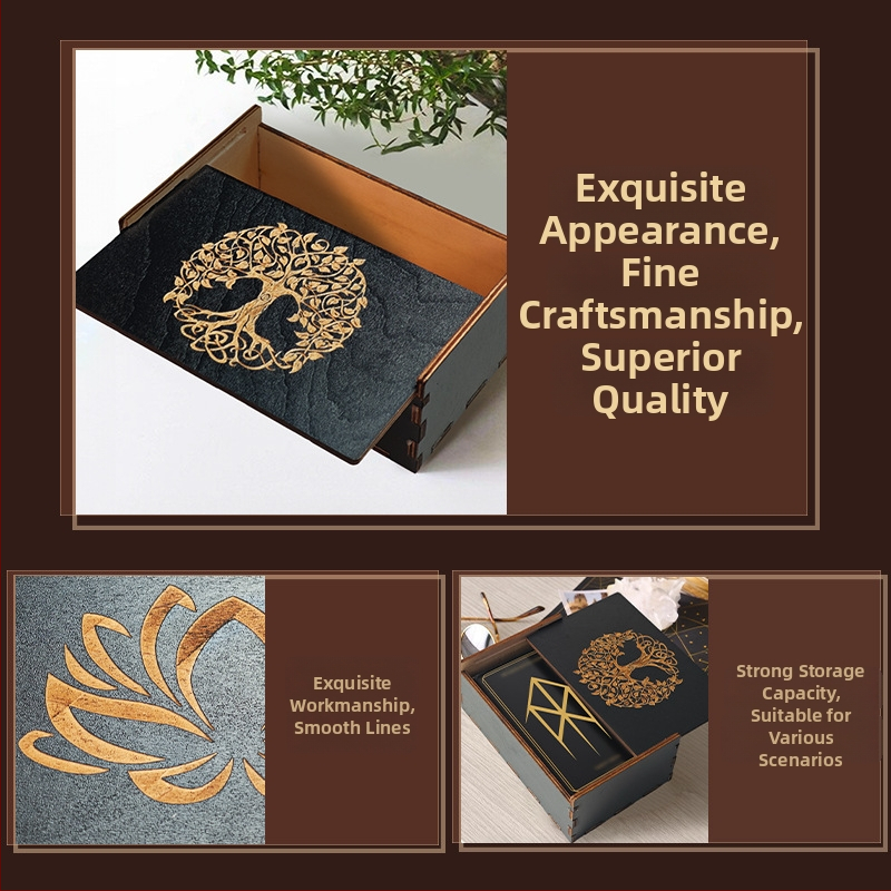 BB01-11 Drvena kutija za tarot s lotosom i dvanaest znakova zodijaka; push-pull dizajn; šperploča; kutija za pakiranje; drveni materijal; mogućnost prilagodbe.