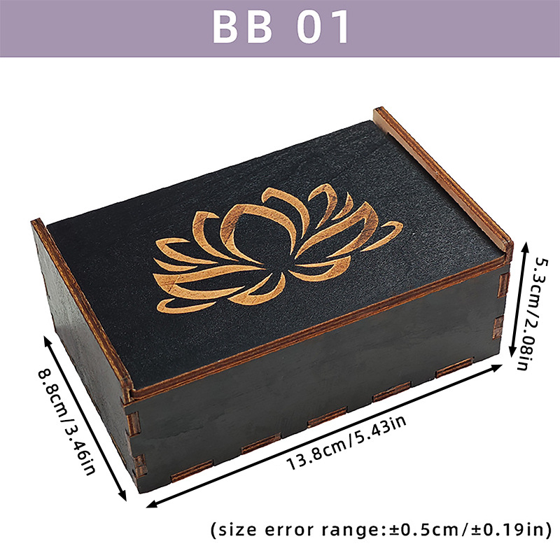 BB01-11 Drvena kutija za tarot s lotosom i dvanaest znakova zodijaka; push-pull dizajn; šperploča; kutija za pakiranje; drveni materijal; mogućnost prilagodbe.