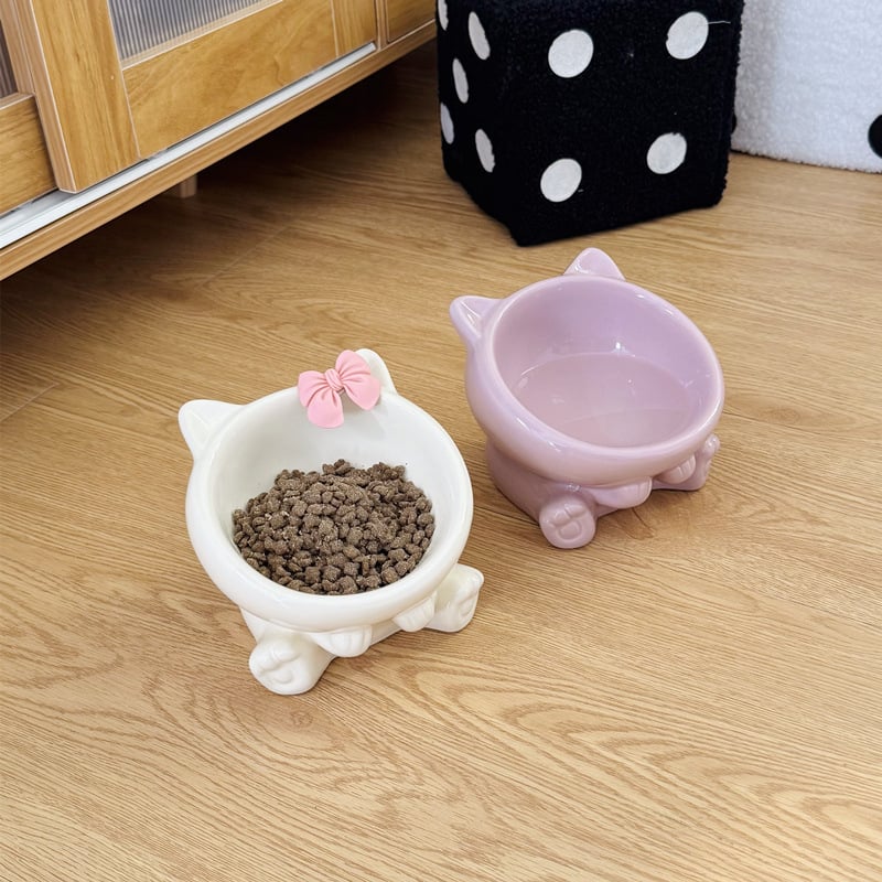 Kerámia macskatál etetéshez, ferde peremmel és magas nyakú kialakítással, 18 darabos csomag