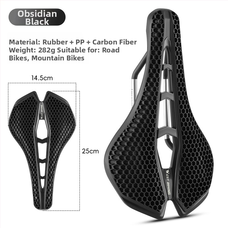 Седло за велосипед с honeycomb ударопоглъщане и куха дишаща конструкция, модел Yp0801258, материал гума + ПП + въглеродни влакна, марка West Rider