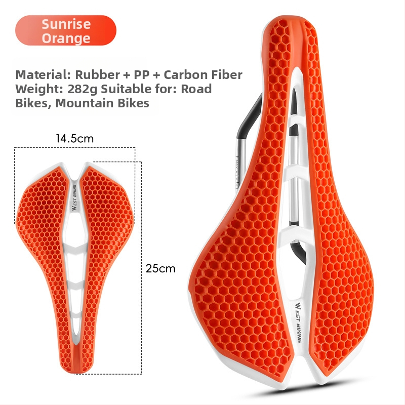 Седло за велосипед с honeycomb ударопоглъщане и куха дишаща конструкция, модел Yp0801258, материал гума + ПП + въглеродни влакна, марка West Rider
