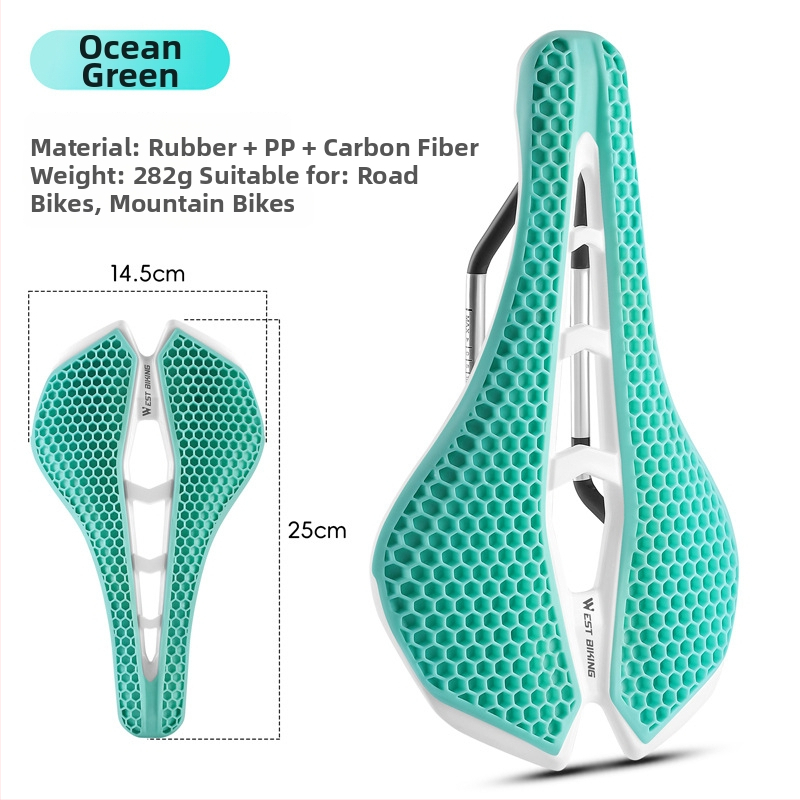 Седло за велосипед с honeycomb ударопоглъщане и куха дишаща конструкция, модел Yp0801258, материал гума + ПП + въглеродни влакна, марка West Rider