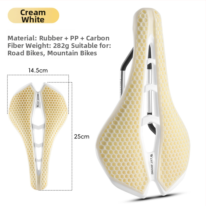 Седло за велосипед с honeycomb ударопоглъщане и куха дишаща конструкция, модел Yp0801258, материал гума + ПП + въглеродни влакна, марка West Rider