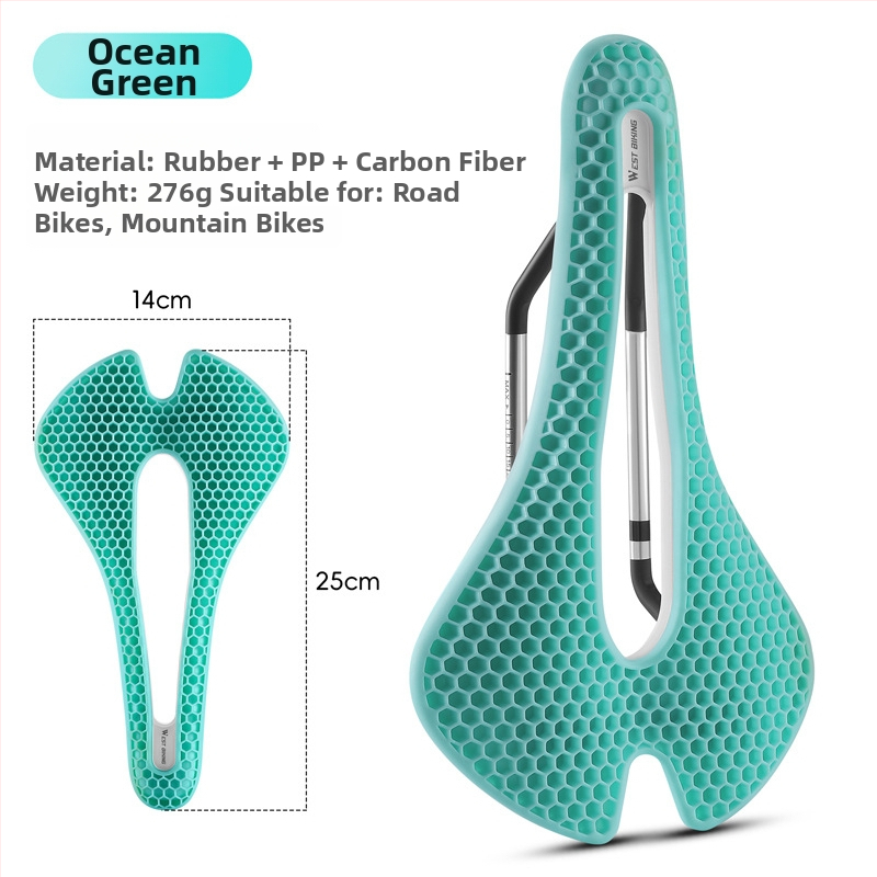 Седло за велосипед с honeycomb ударопоглъщане и куха дишаща конструкция, модел Yp0801258, материал гума + ПП + въглеродни влакна, марка West Rider