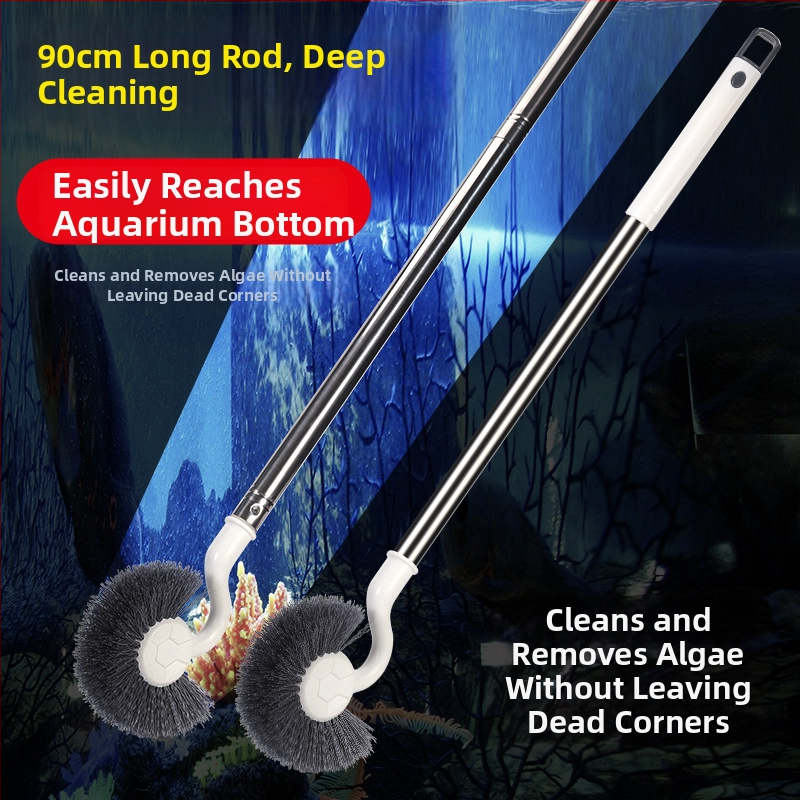 Четка за аквариум за почистване с удължено регулируемо тяло, премахване на водорасли, пластмасова конструкция