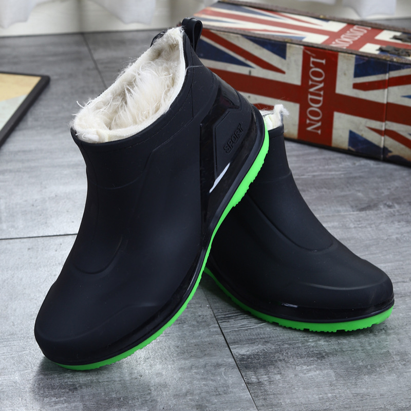 Ghete de ploaie scurte pentru bărbați, impermeabile, antiderapante, talpă groasă, partea superioară din plastic