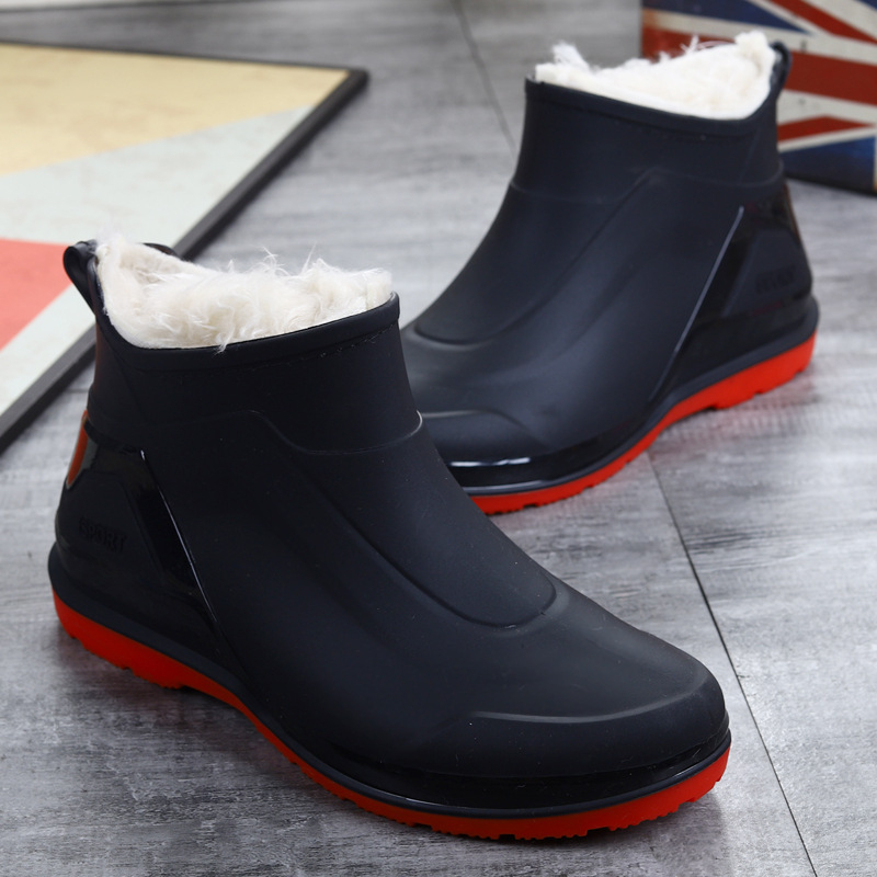 Ghete de ploaie scurte pentru bărbați, impermeabile, antiderapante, talpă groasă, partea superioară din plastic