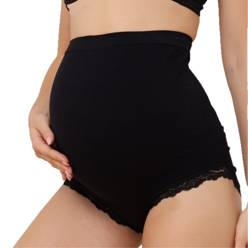 Bešavne trudničke gaćice s visokim strukom, čipka, 90–95% najlona, bez šavova, bez vidljivih linija, podižu stražnjicu