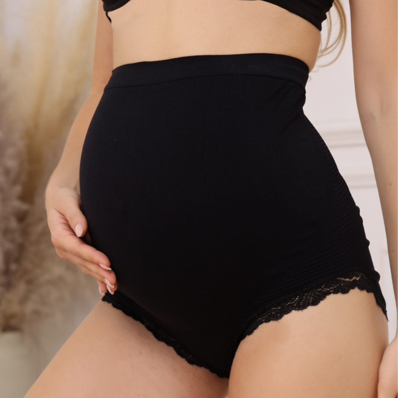 Bešavne trudničke gaćice s visokim strukom, čipka, 90–95% najlona, bez šavova, bez vidljivih linija, podižu stražnjicu
