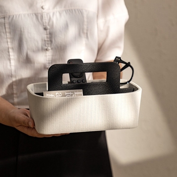 Cutie de depozitare pentru telecomenzi cu compartimente, piele, lux discret, multifuncțională, 2 compartimente